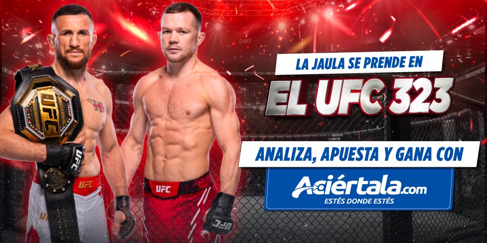 Peleadores de UFC 323 durante un intercambio en el octágono previo a un evento estelar.